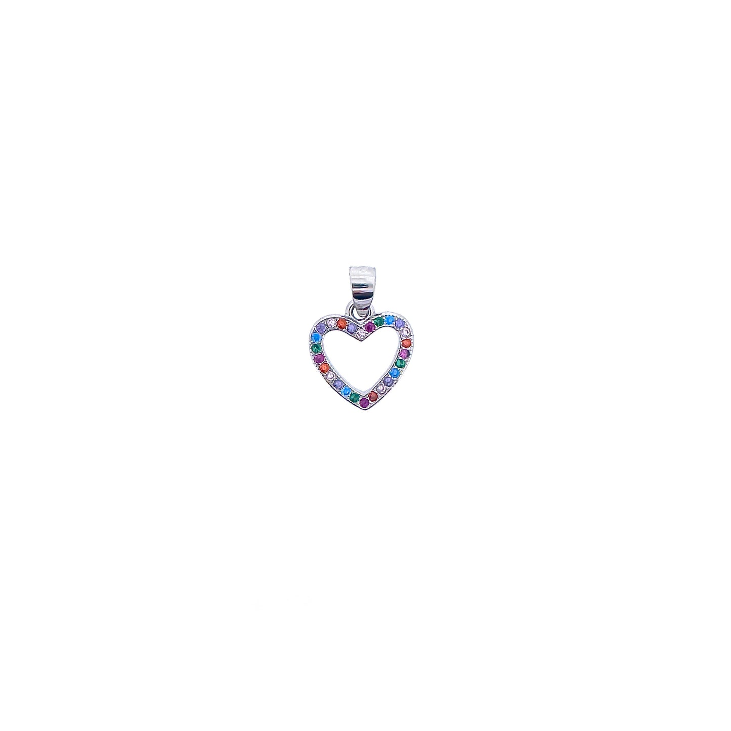Sterling Silver Colourful Pavé Heart Necklace Set