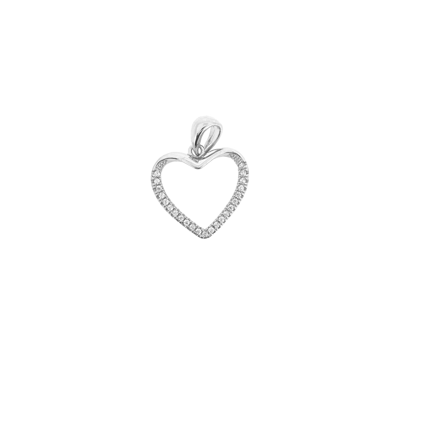 Sterling Silver Semi Pavé Outlined Heart Pendant