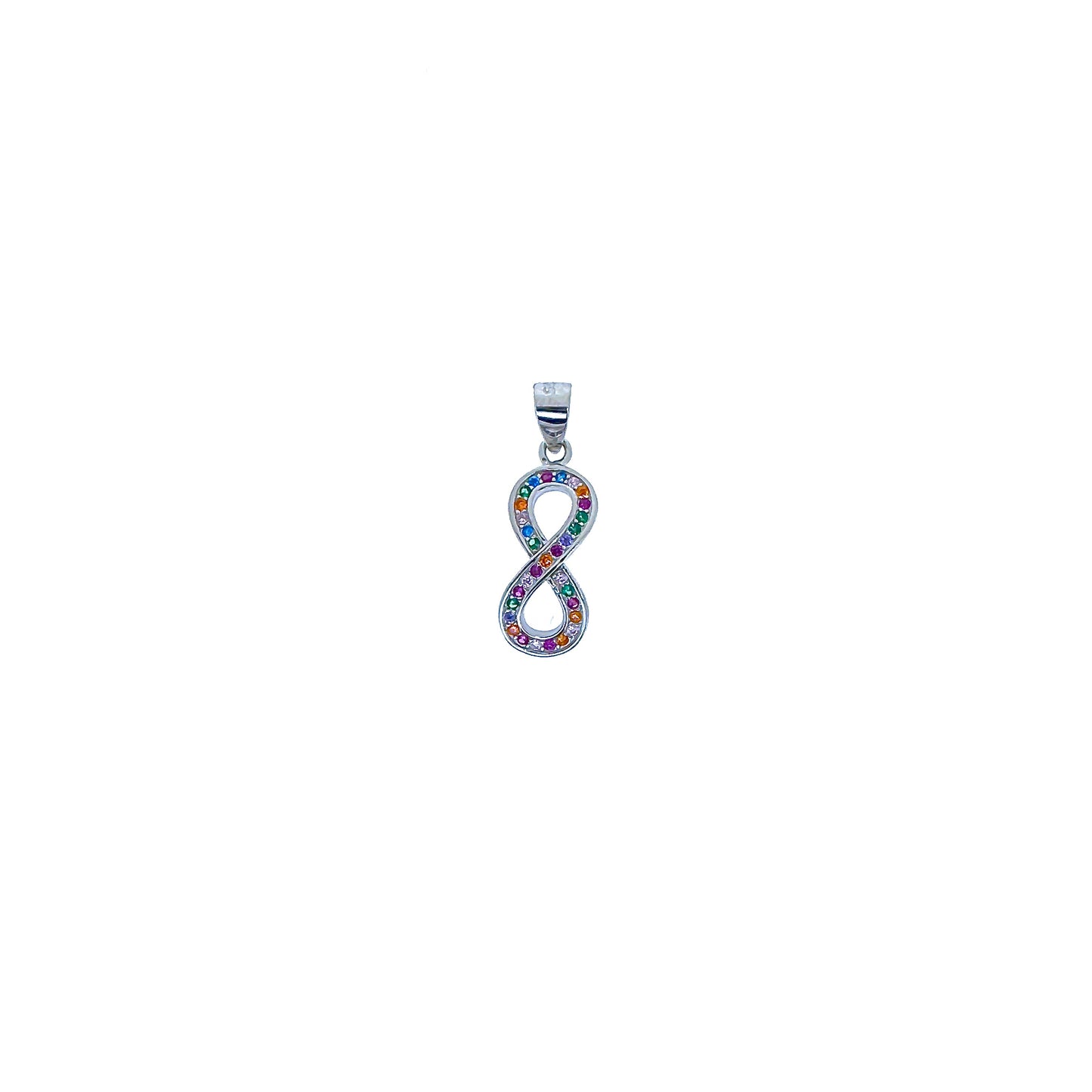 Sterling Silver Vertical Colourful Pavé Infinity Pendant