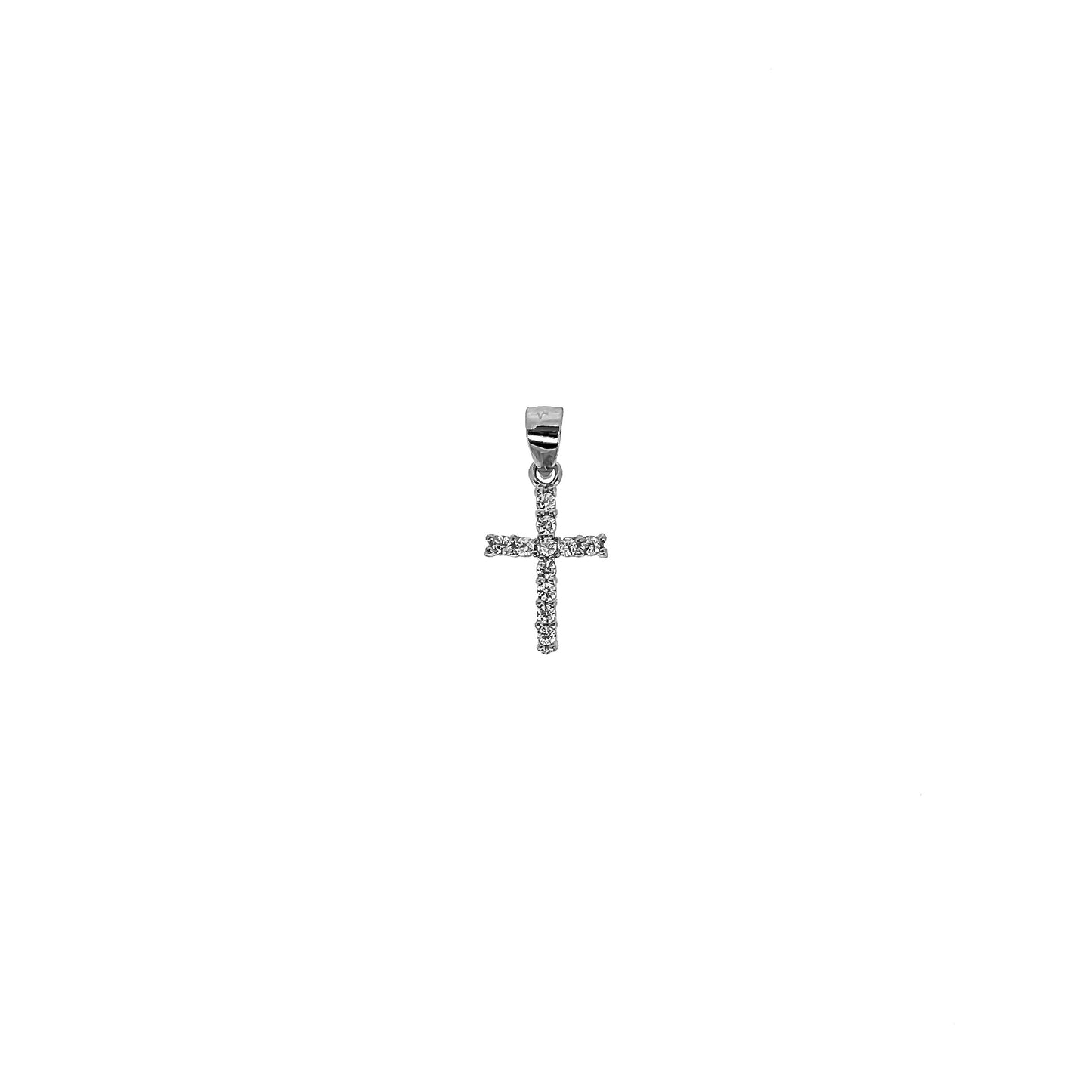 Silver Cubic Zirconia Cross Necklace Set