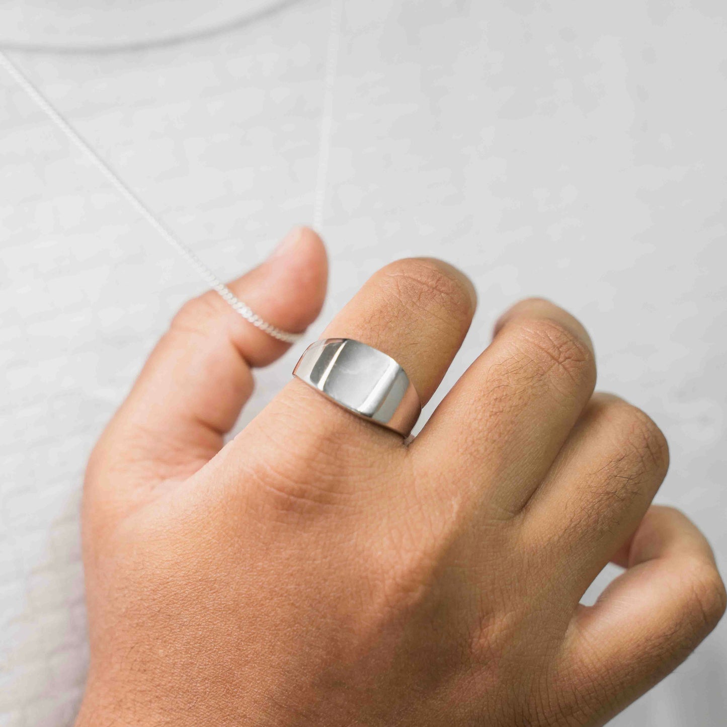 Sterling Silver Flat Square Signet Ring