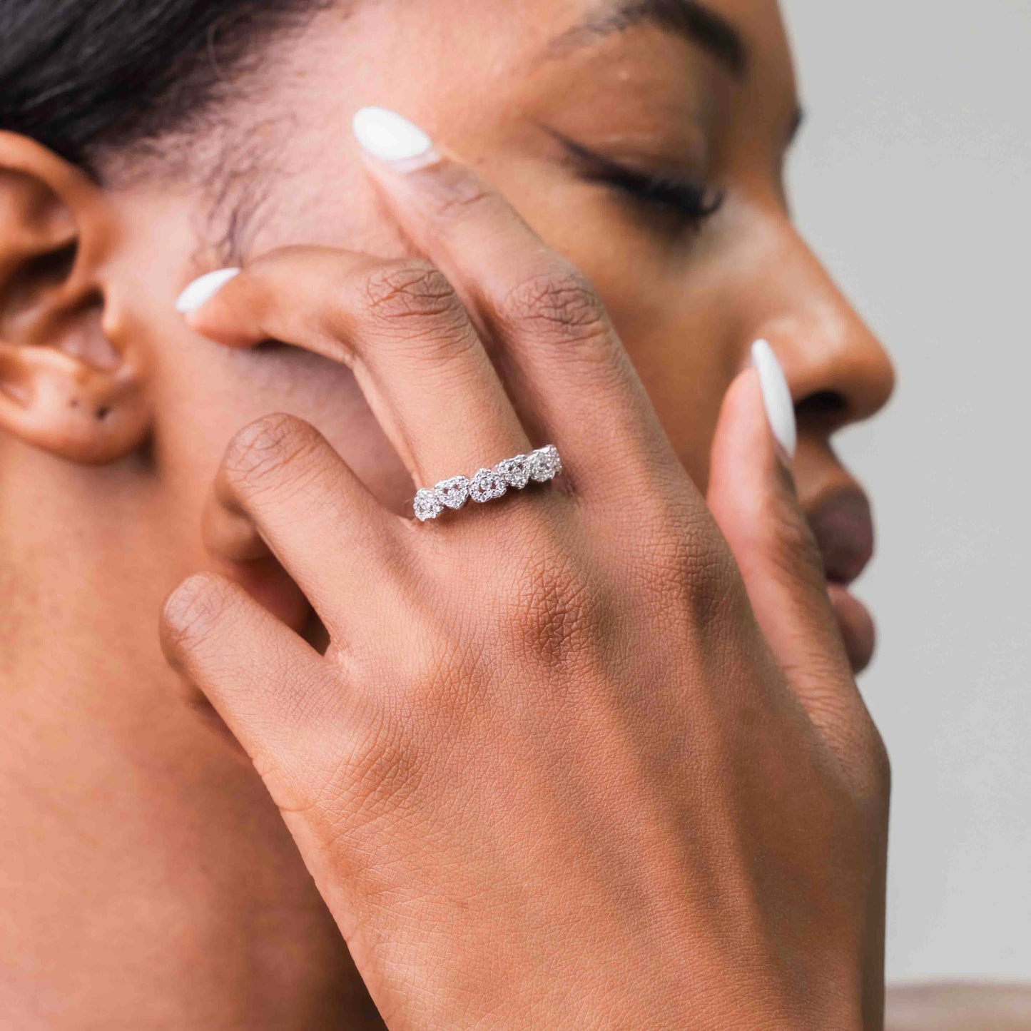 Heart Cluster Sterling Silver Ring