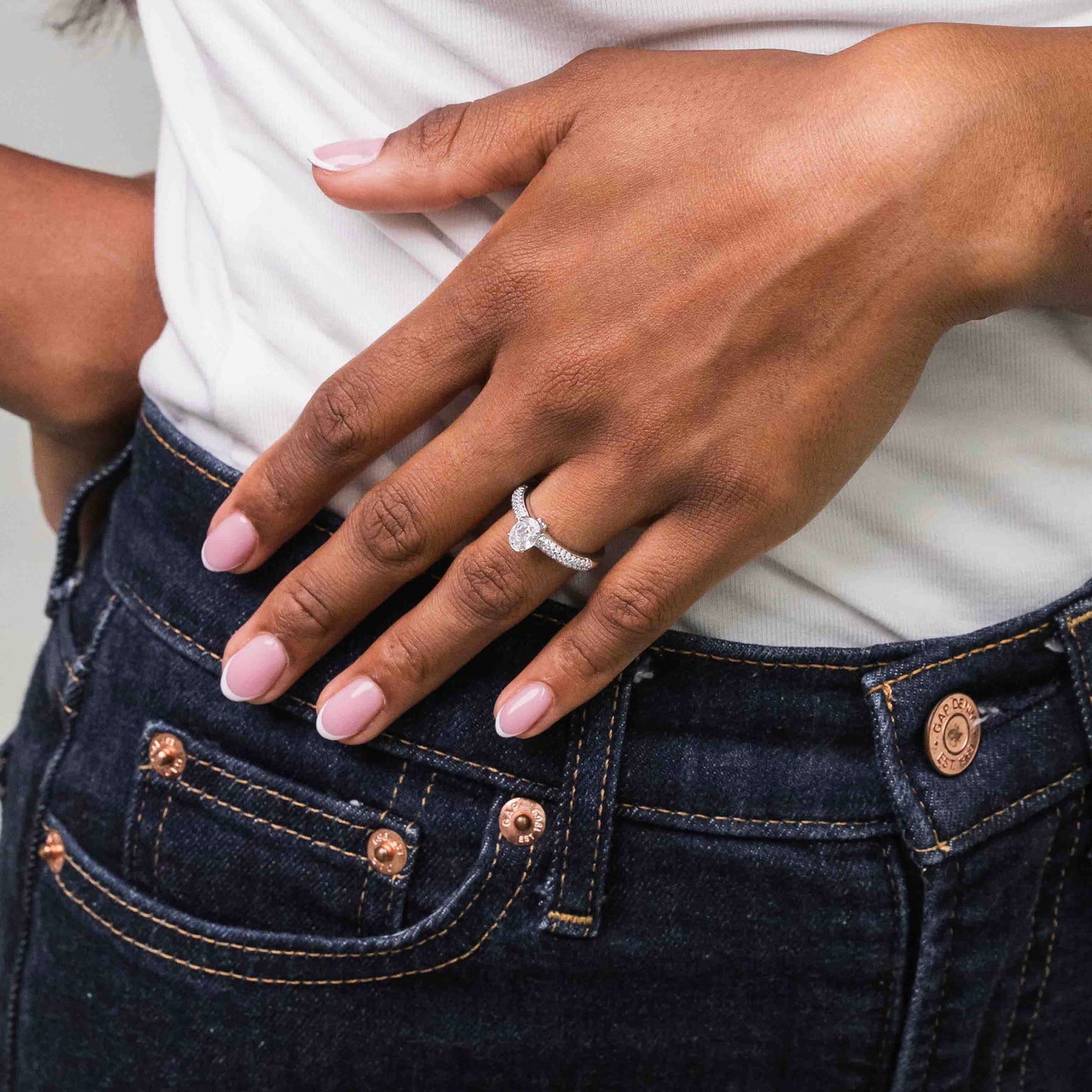 Oval Pavé Sterling Silver Ring