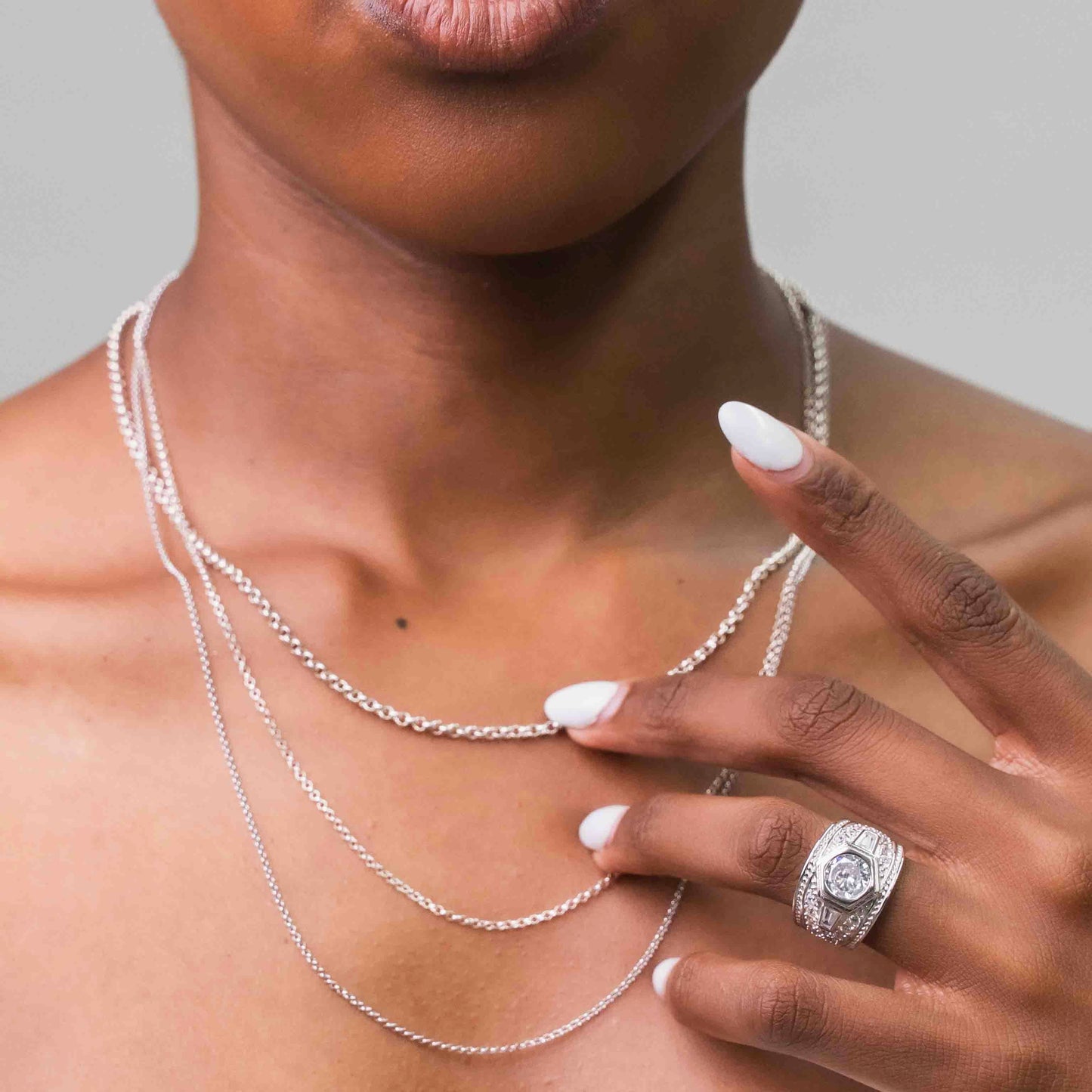 Sterling Silver Hexagon Cubic Zirconia Ring
