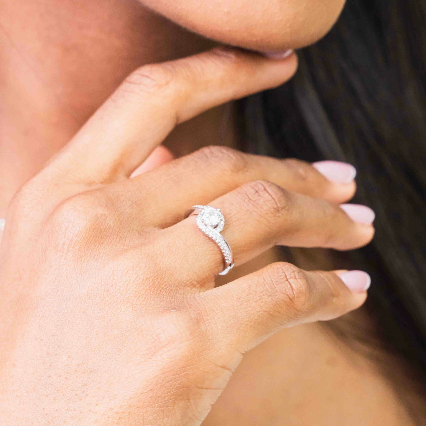 Circular Halo Swirl Sterling Silver Ring