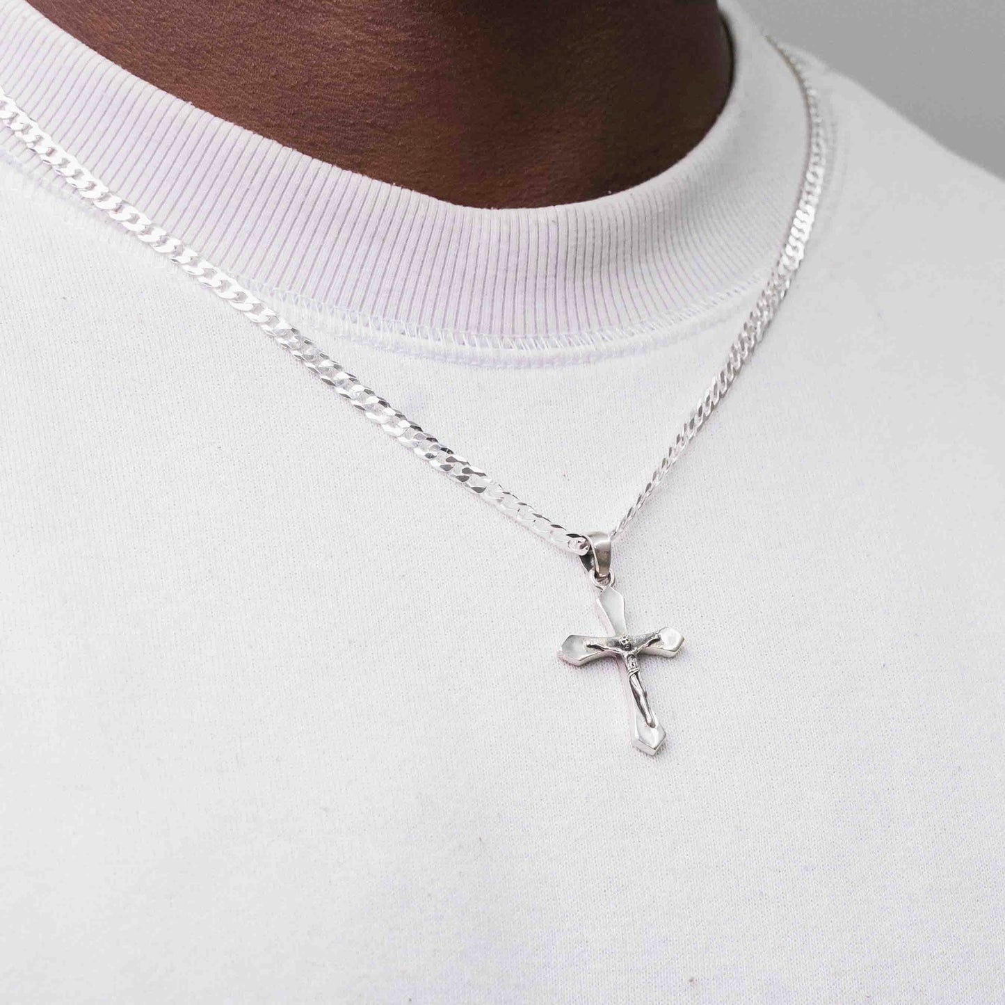 Sterling Silver Byzantine Crucifix Cross Pendant