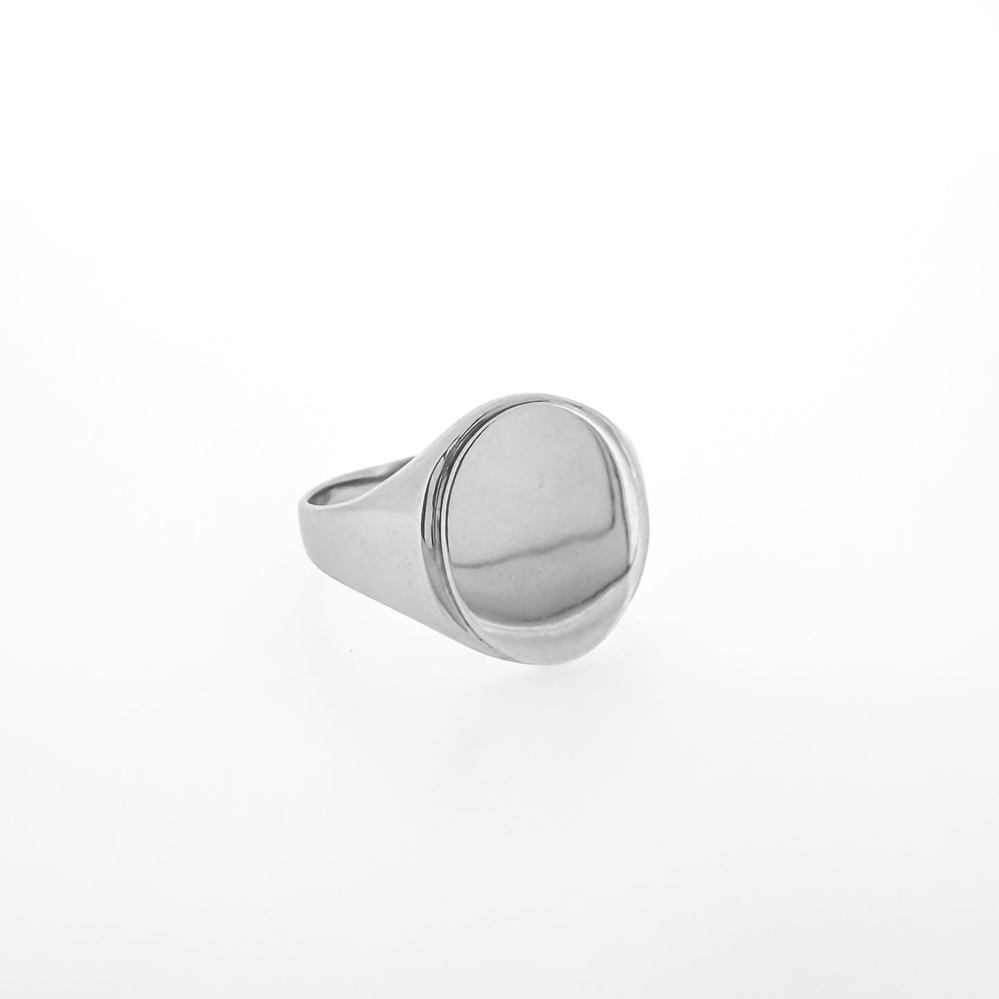 Sterling Silver Beveled Oval Signet Ring