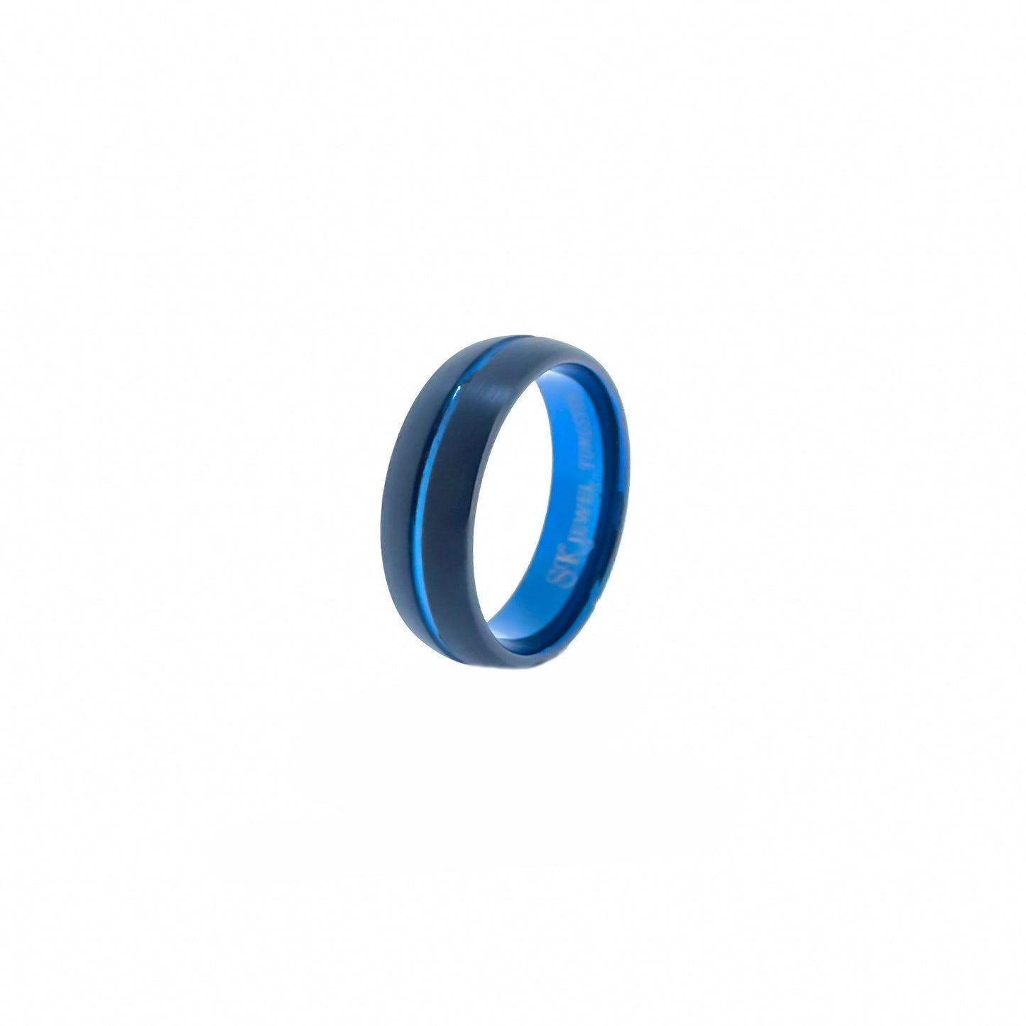 Dome Black & Royal Blue Tungsten Ring