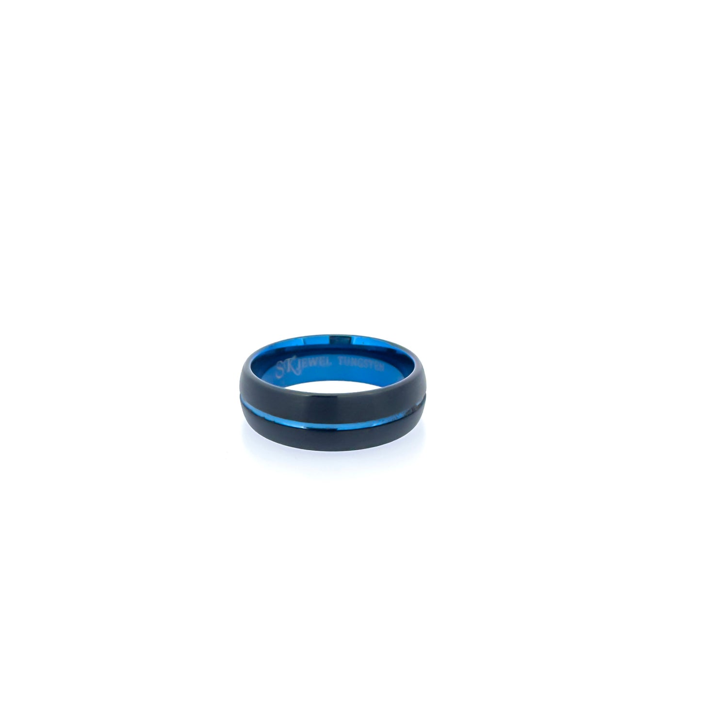Dome Black & Royal Blue Tungsten Ring