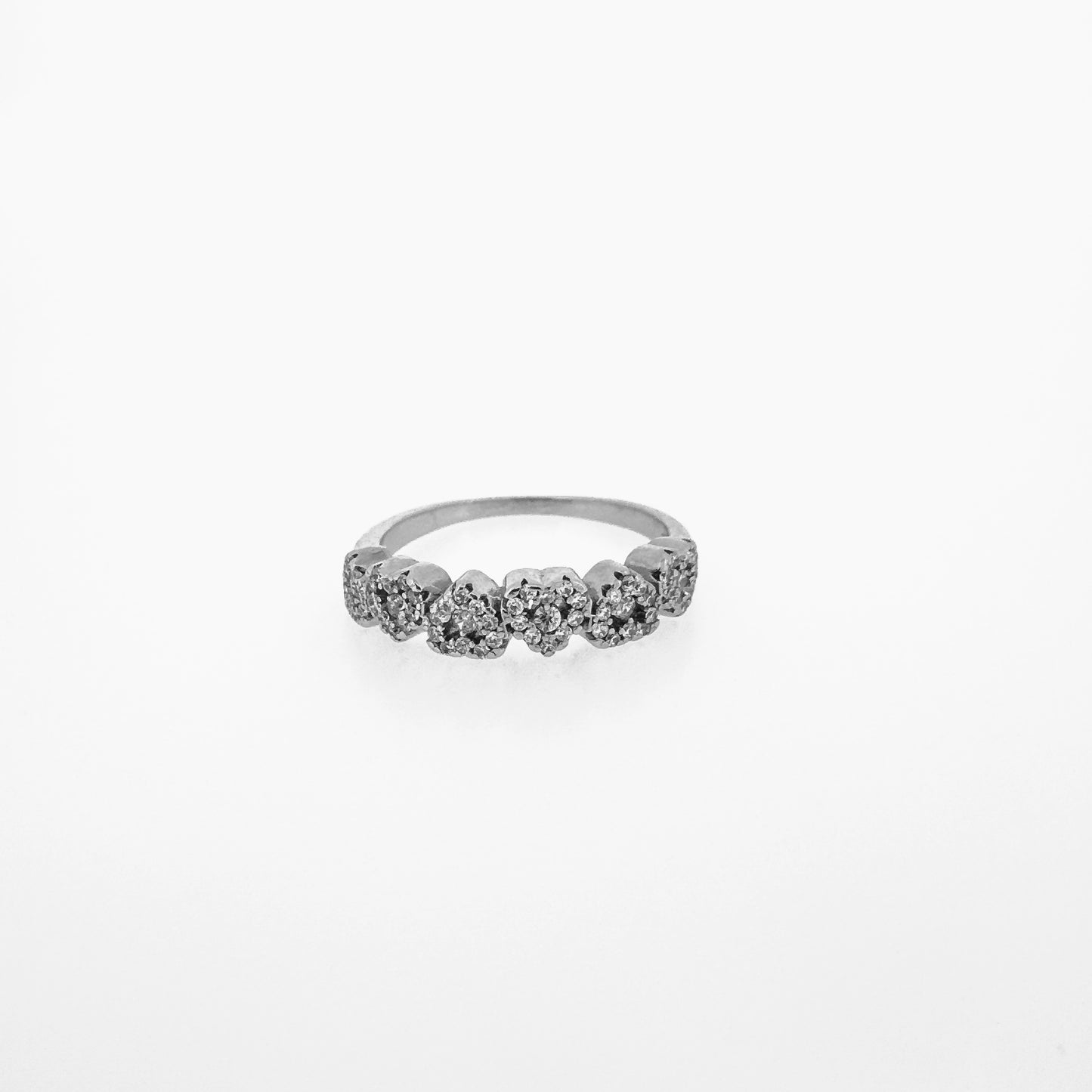 Heart Cluster Sterling Silver Ring