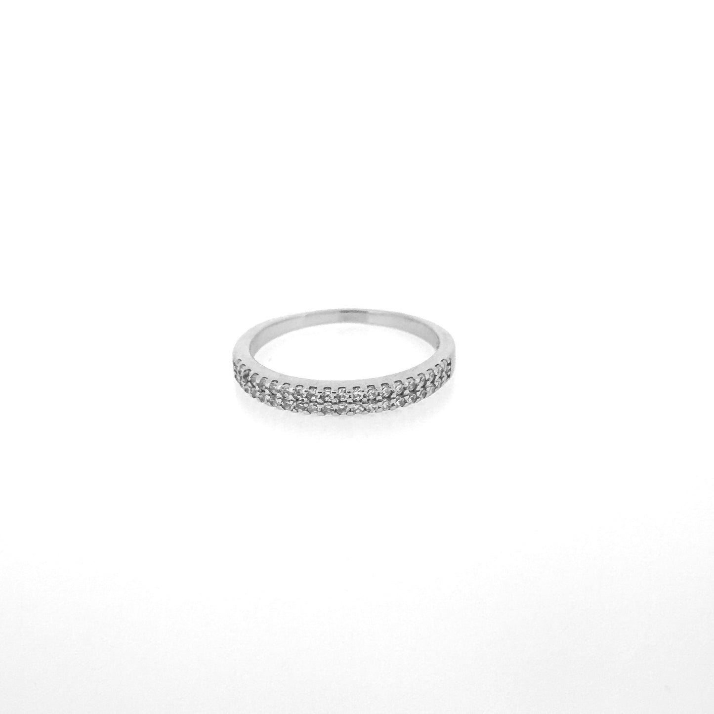 Double-row Pavé Sterling Silver Ring
