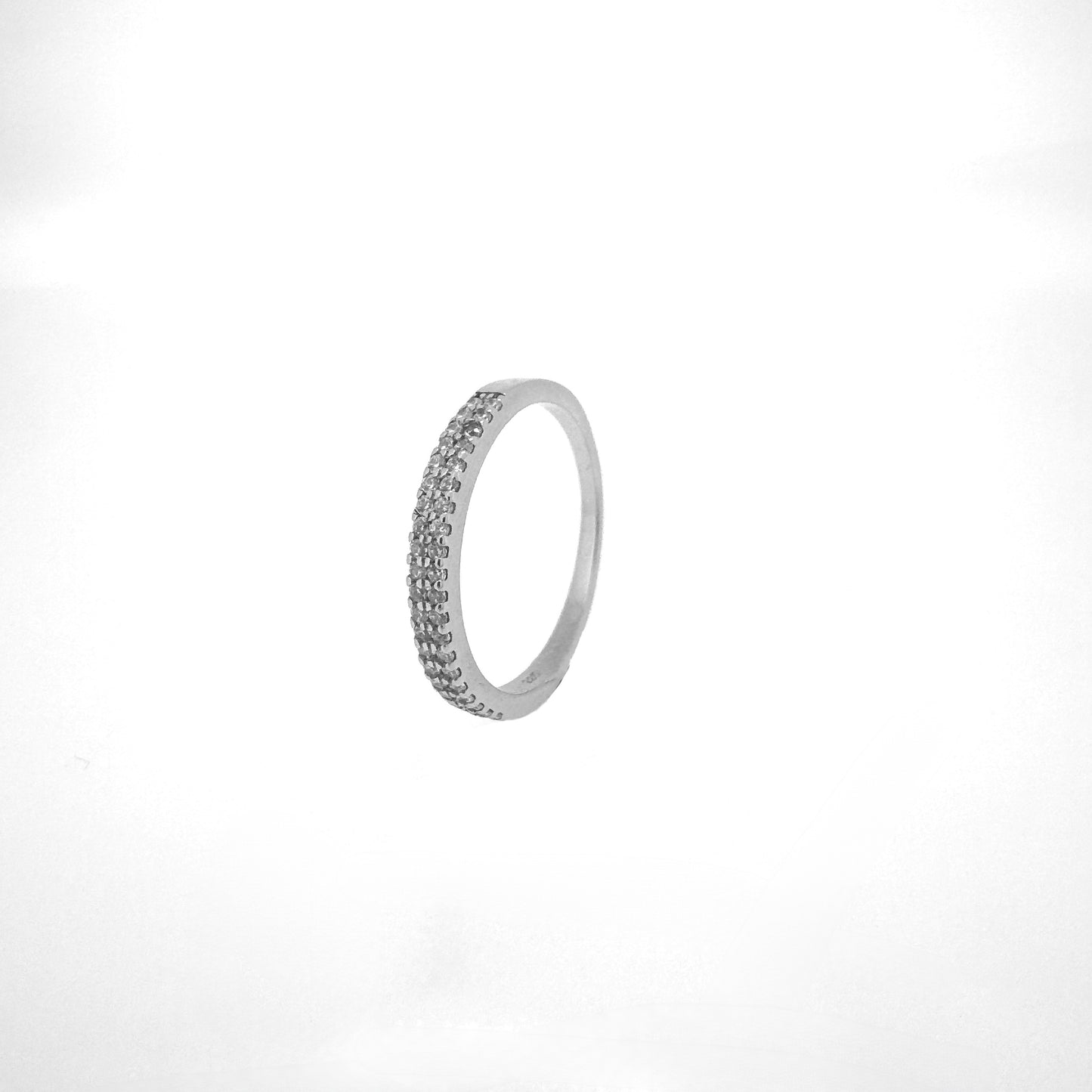 Double-row Pavé Sterling Silver Ring