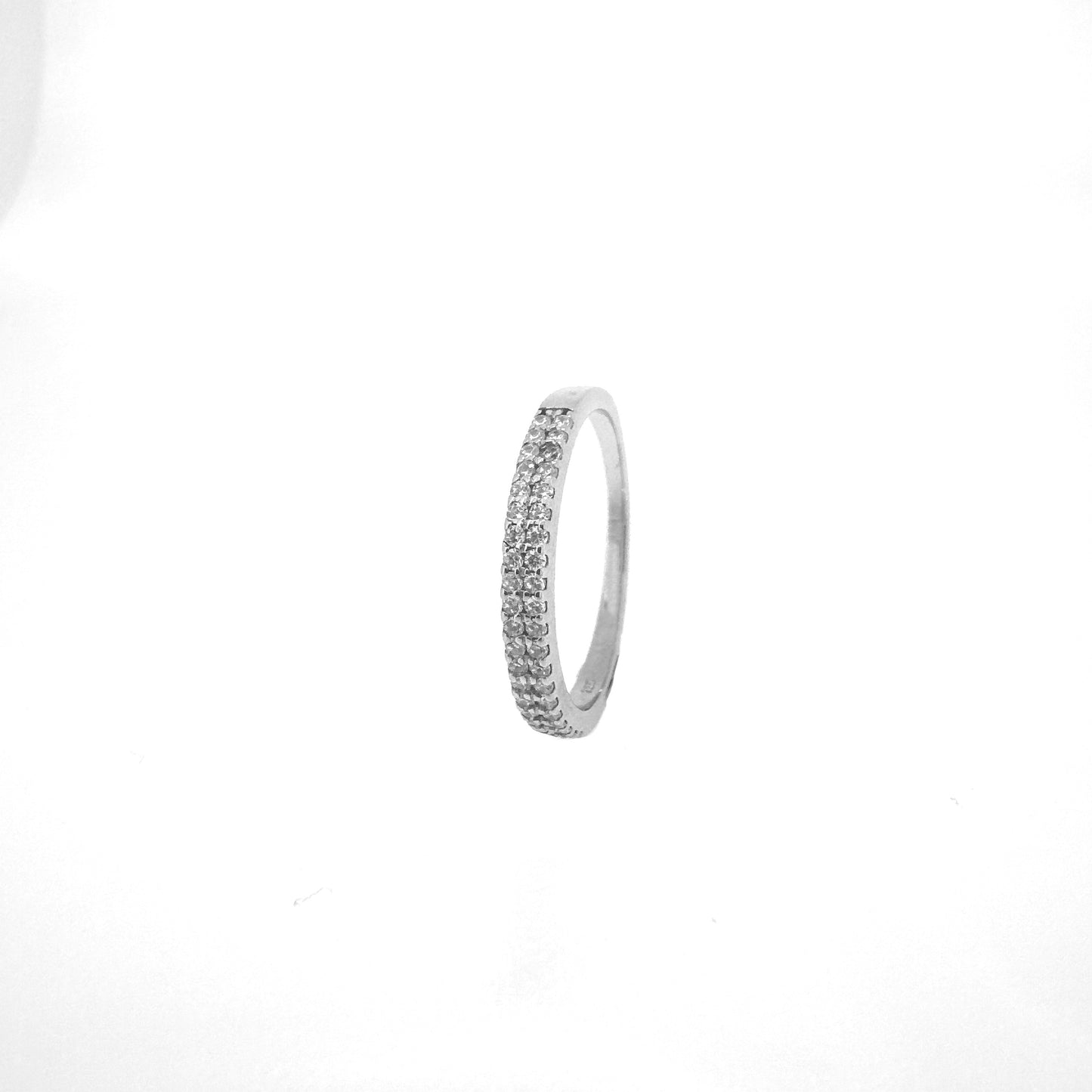 Double-row Pavé Sterling Silver Ring