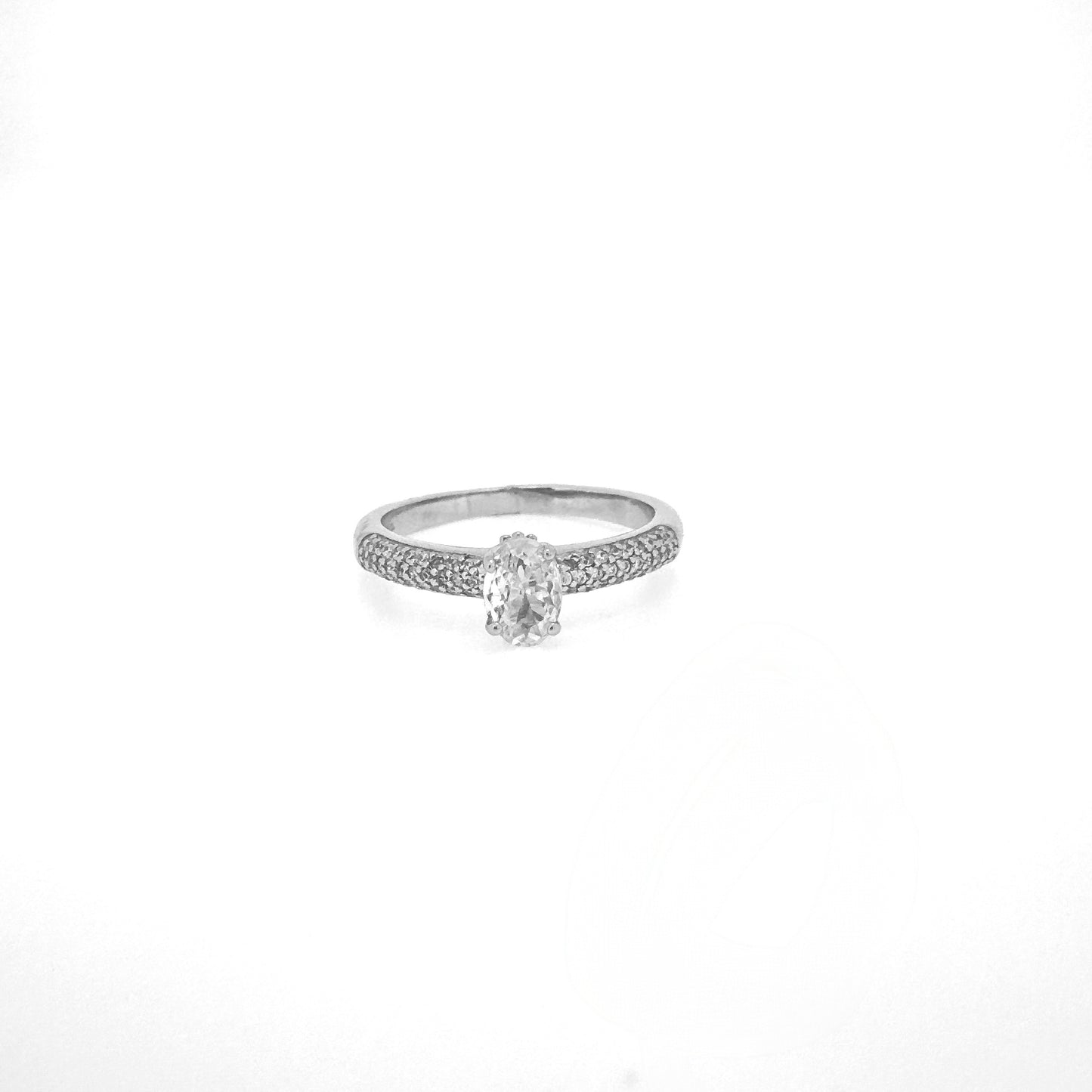 Oval Pavé Sterling Silver Ring