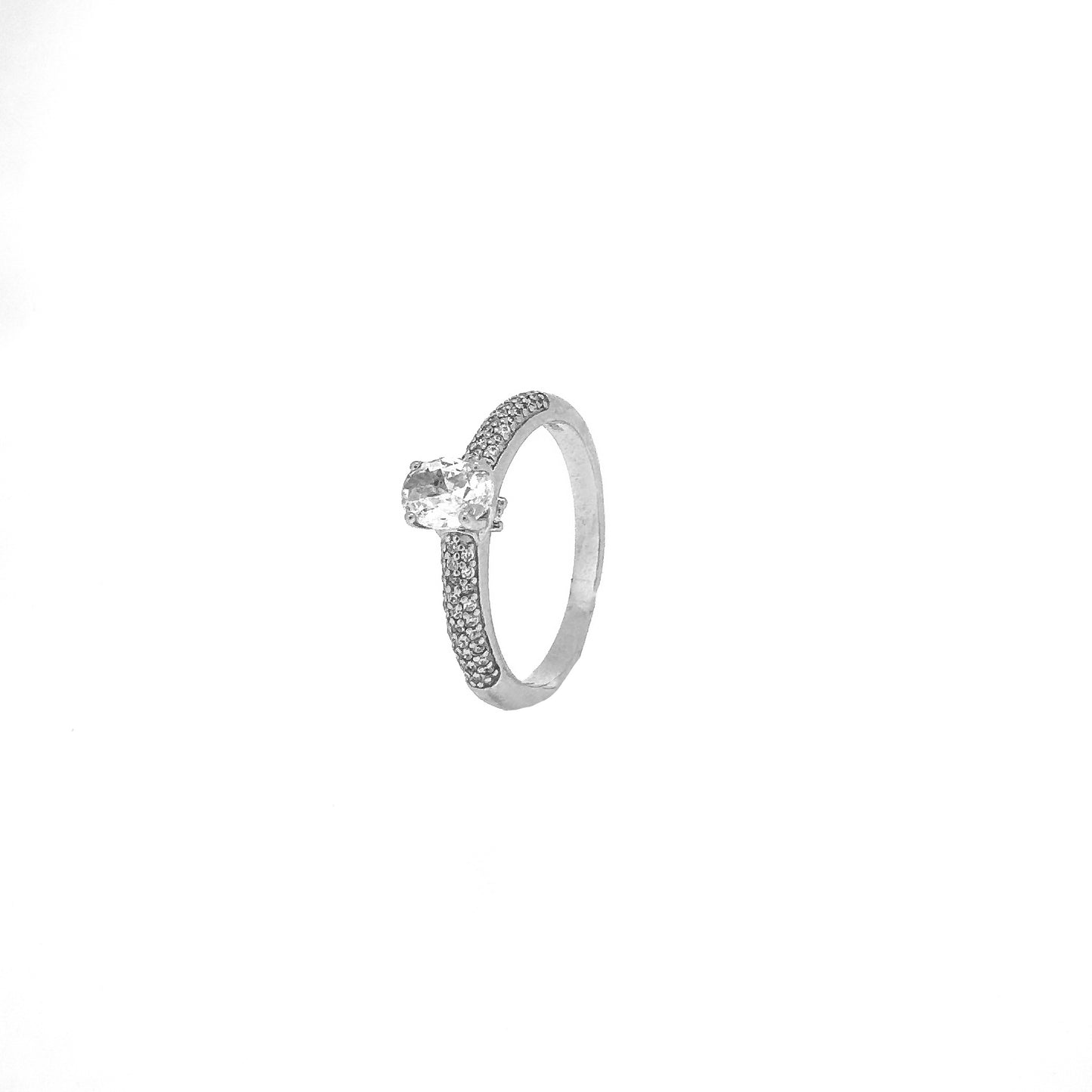 Oval Pavé Sterling Silver Ring