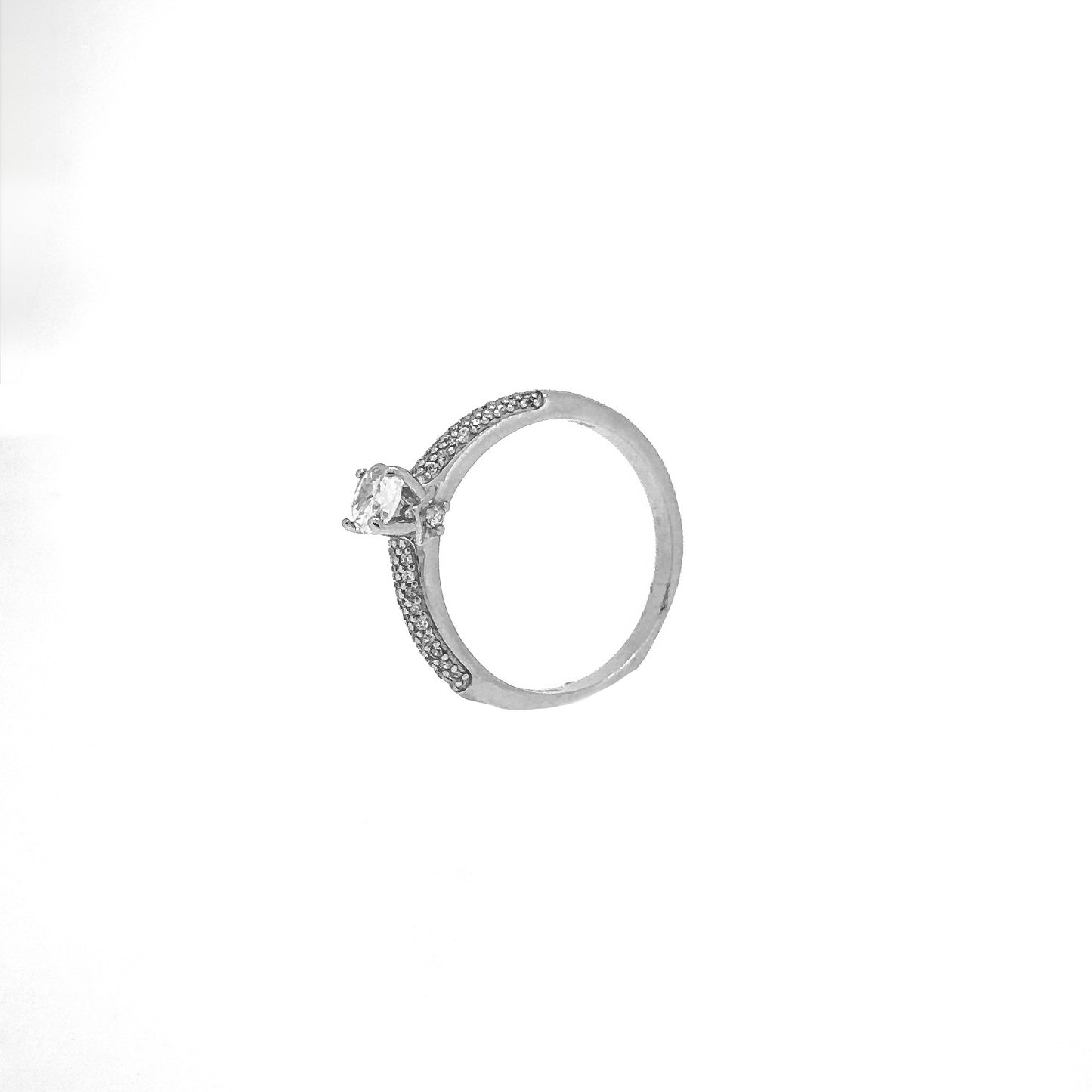 Oval Pavé Sterling Silver Ring