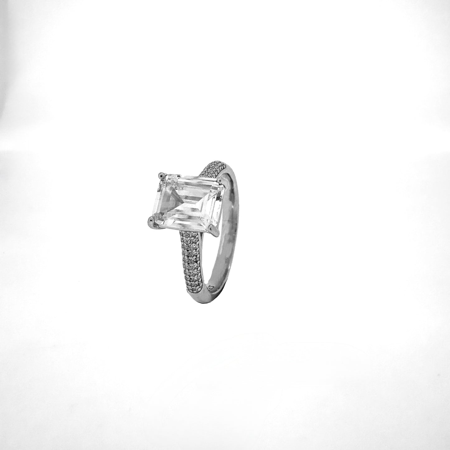 Emerald Cut Pavé Sterling Silver Ring (Copy)