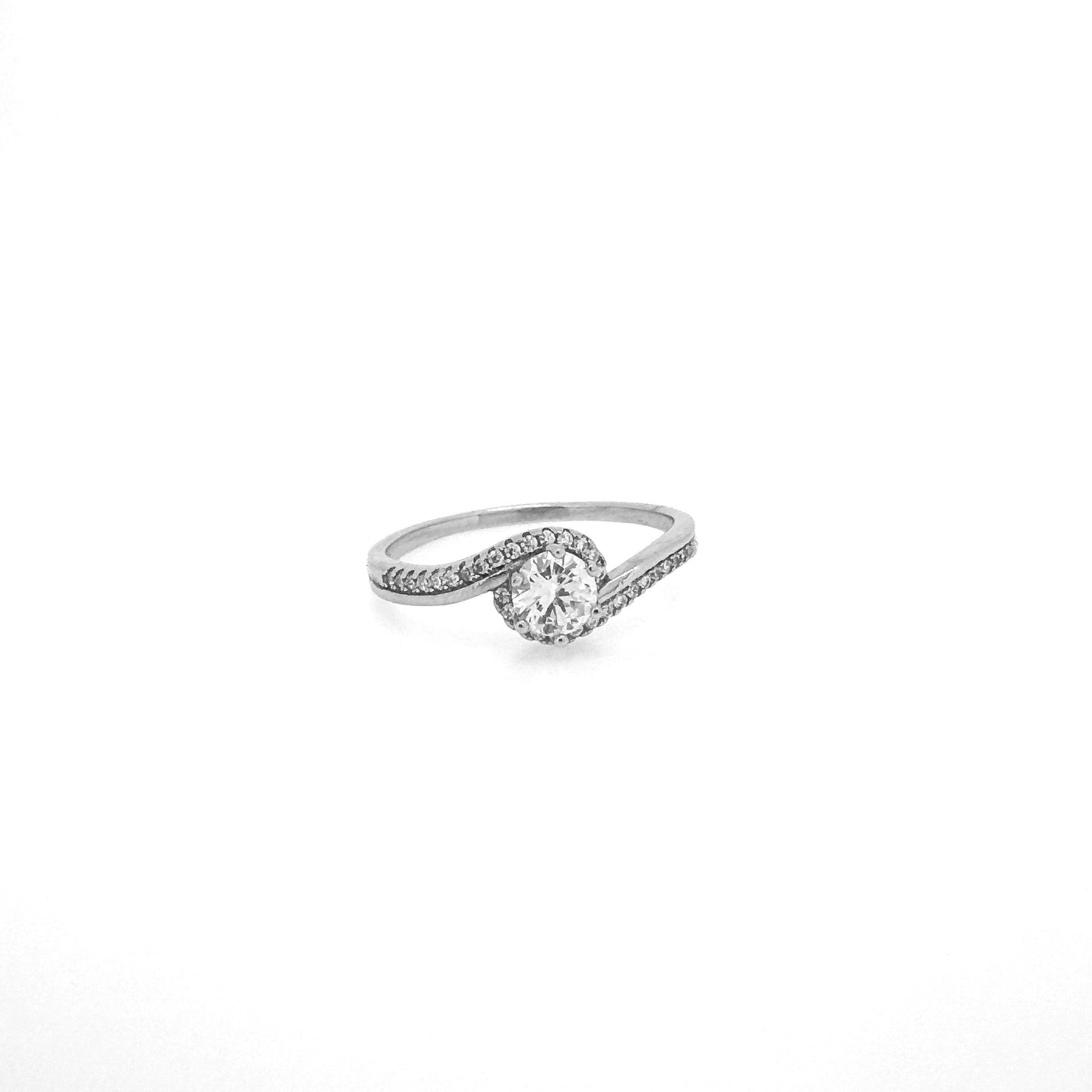 Circular Halo Swirl Sterling Silver Ring