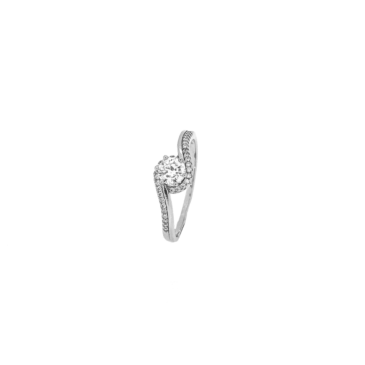 Circular Halo Swirl Sterling Silver Ring