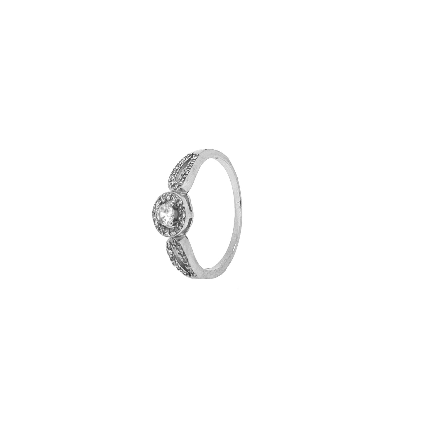 Circular Spaced Halo Pavé Sterling Silver Ring