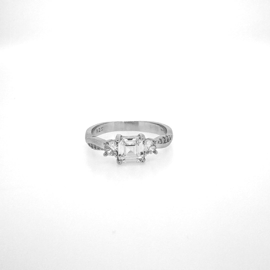 Square Princess Twisted Sterling Silver Ring