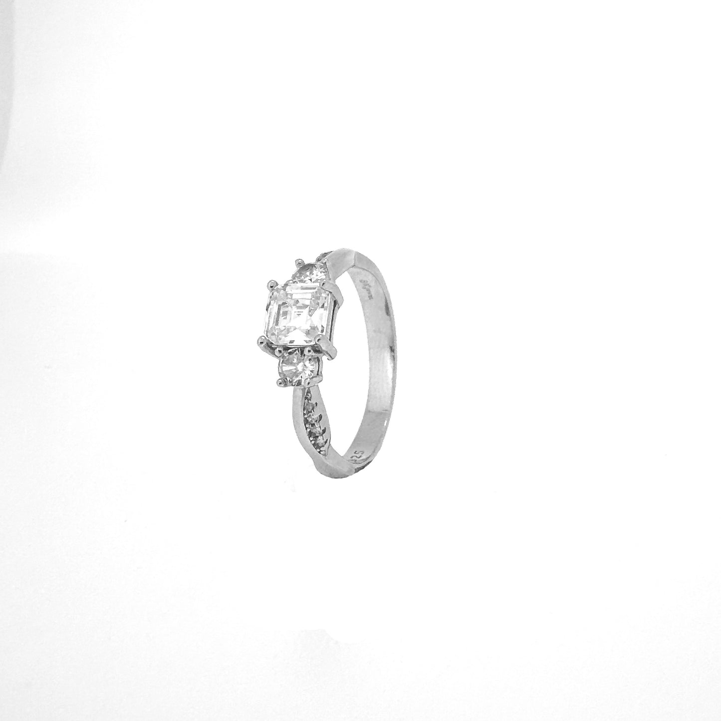 Square Princess Twisted Sterling Silver Ring