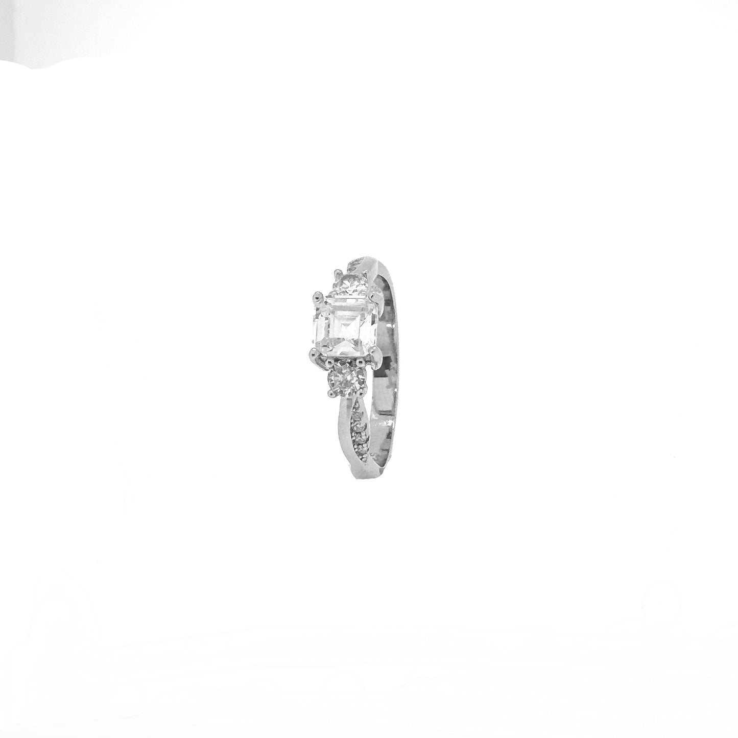 Square Princess Twisted Sterling Silver Ring