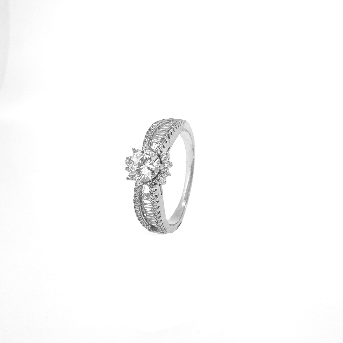 Circular Baguette Cut Sterling Silver Ring