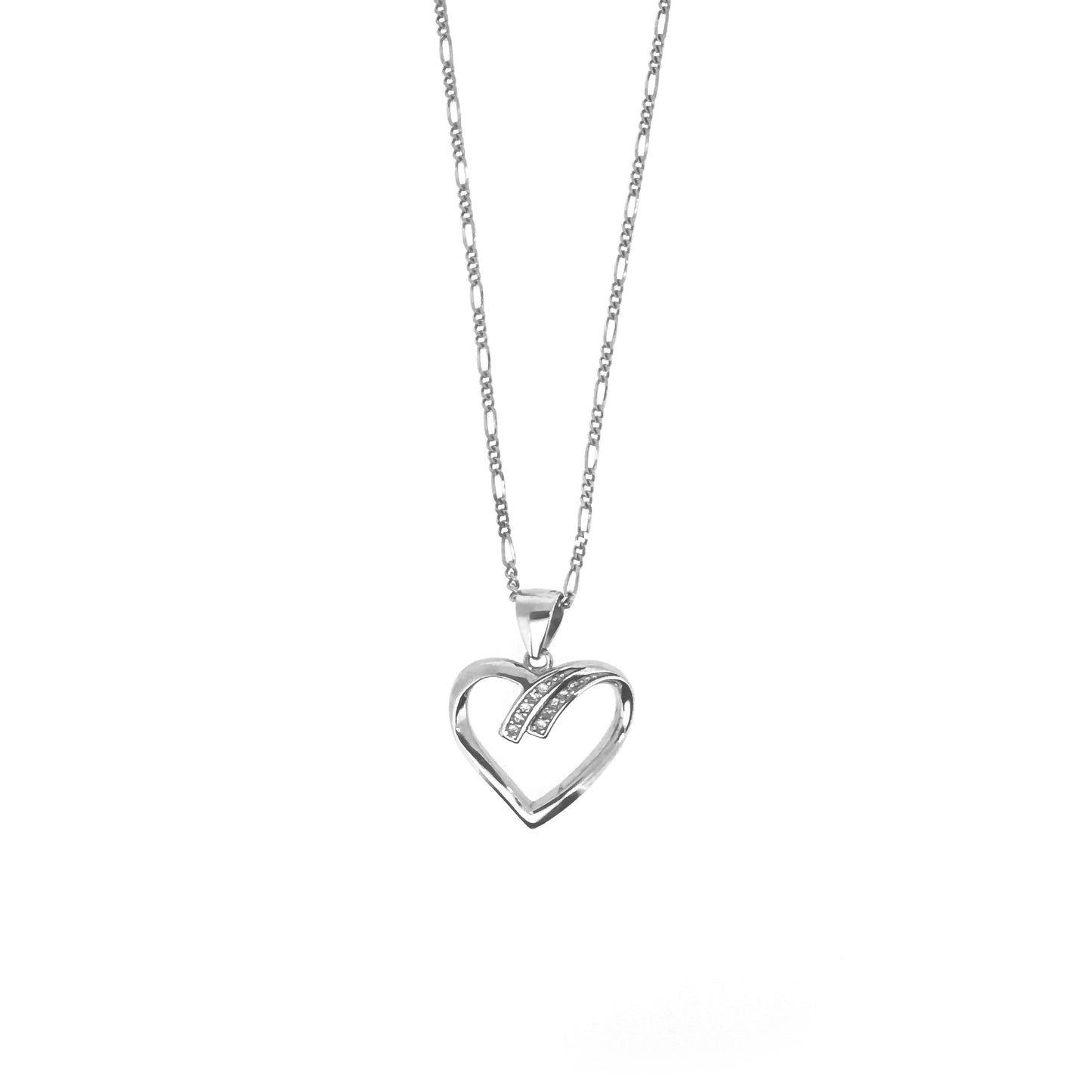 Sterling Silver Pavé Heart Necklace Set
