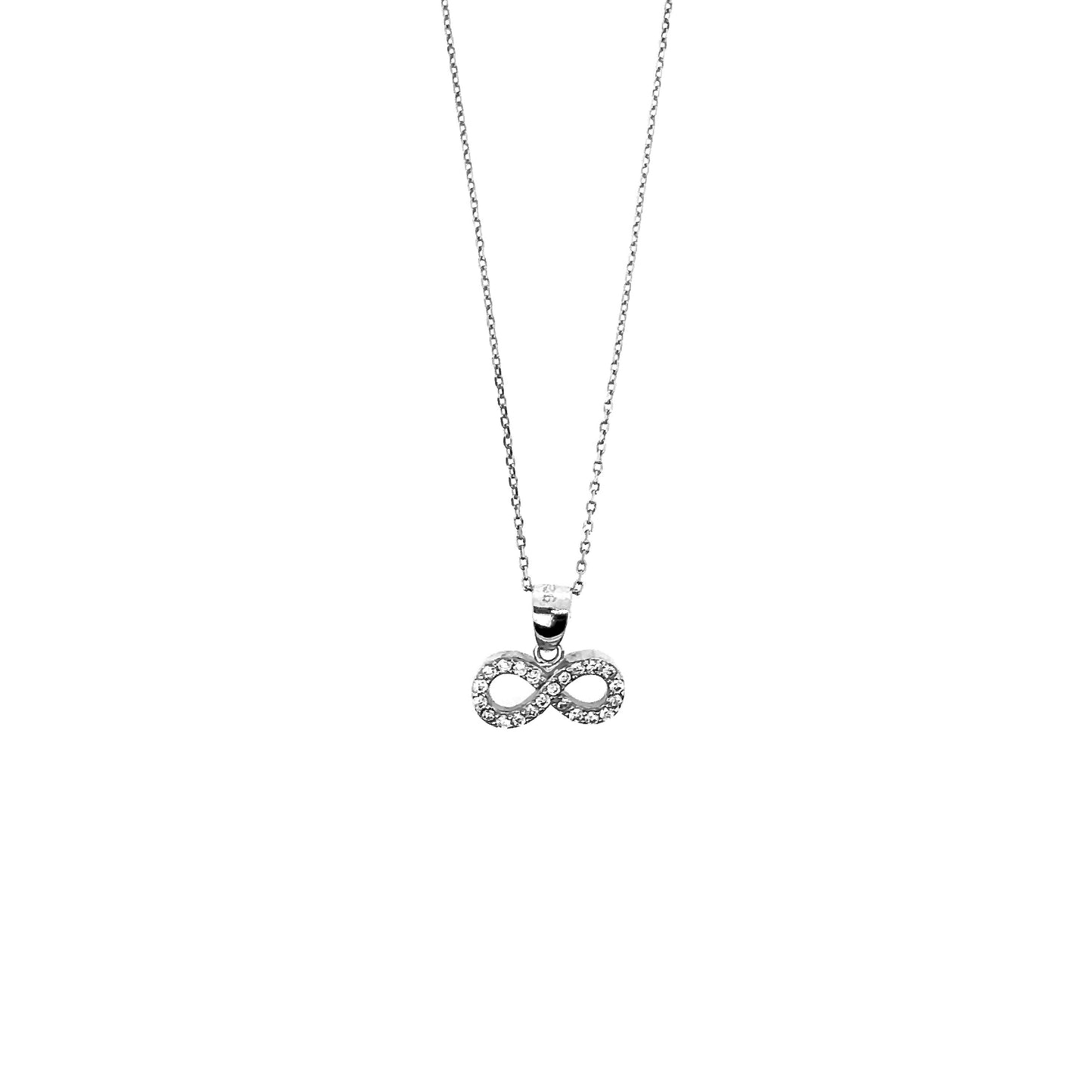 Sterling Silver Horizontal Pavé Infinity Necklace Set