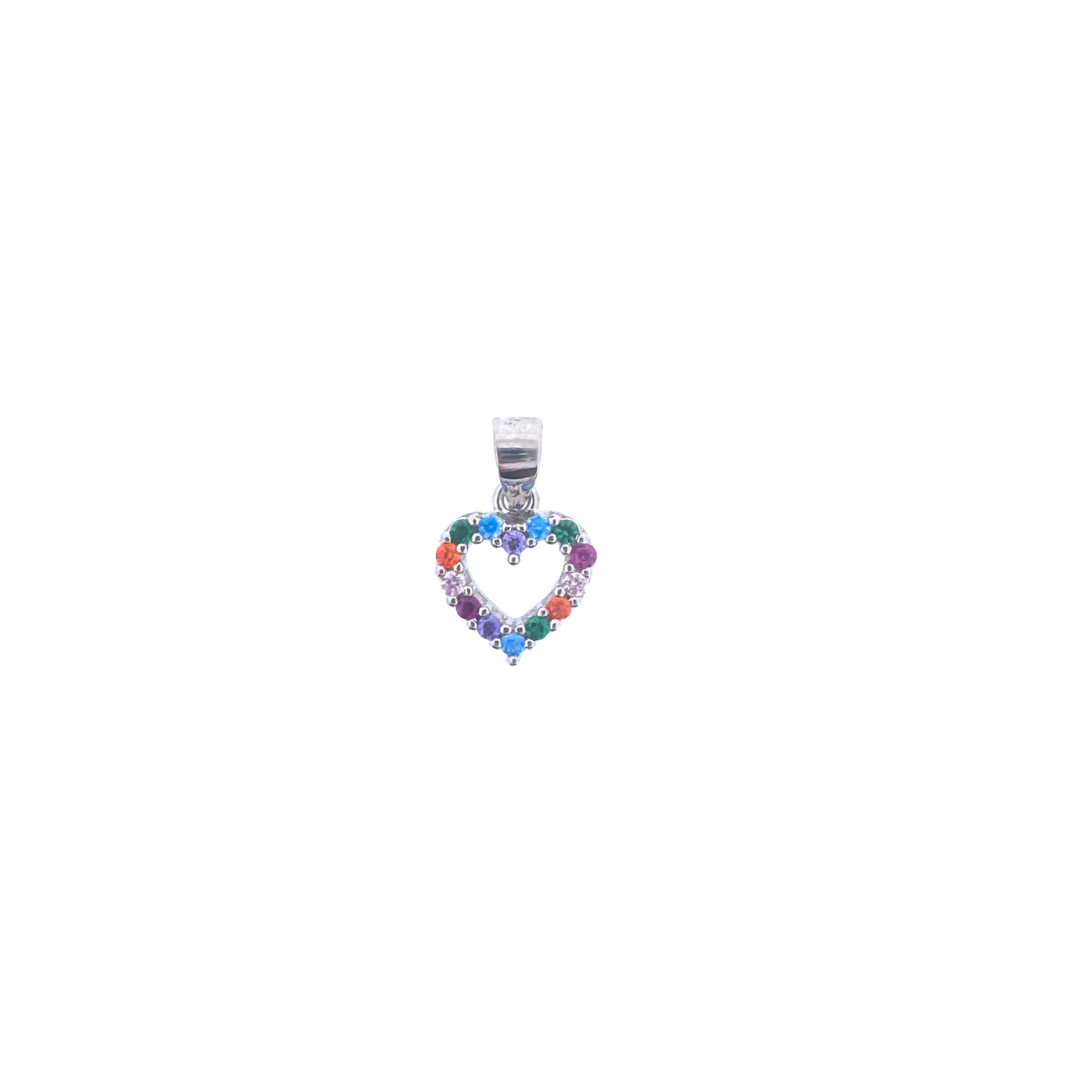 Mini Sterling Silver Colourful Pavé Heart Pendant