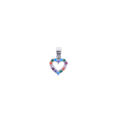 Mini Sterling Silver Colourful Pavé Heart Pendant