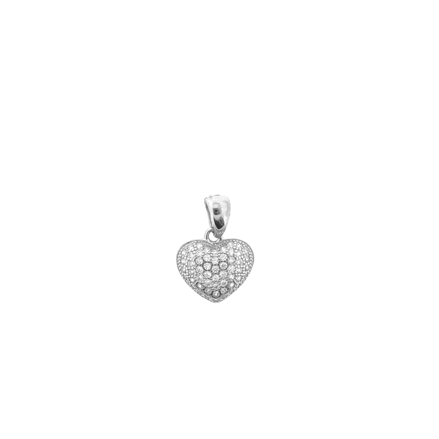 3D Sterling Silver Pavé Heart Pendant