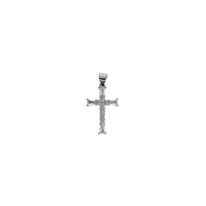Sterling Silver Baguette Cut Cross Necklace Set