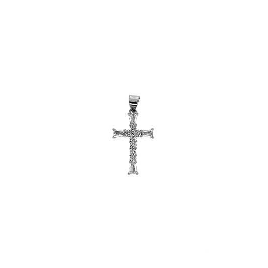 Sterling Silver Baguette Cut Cross Pendant