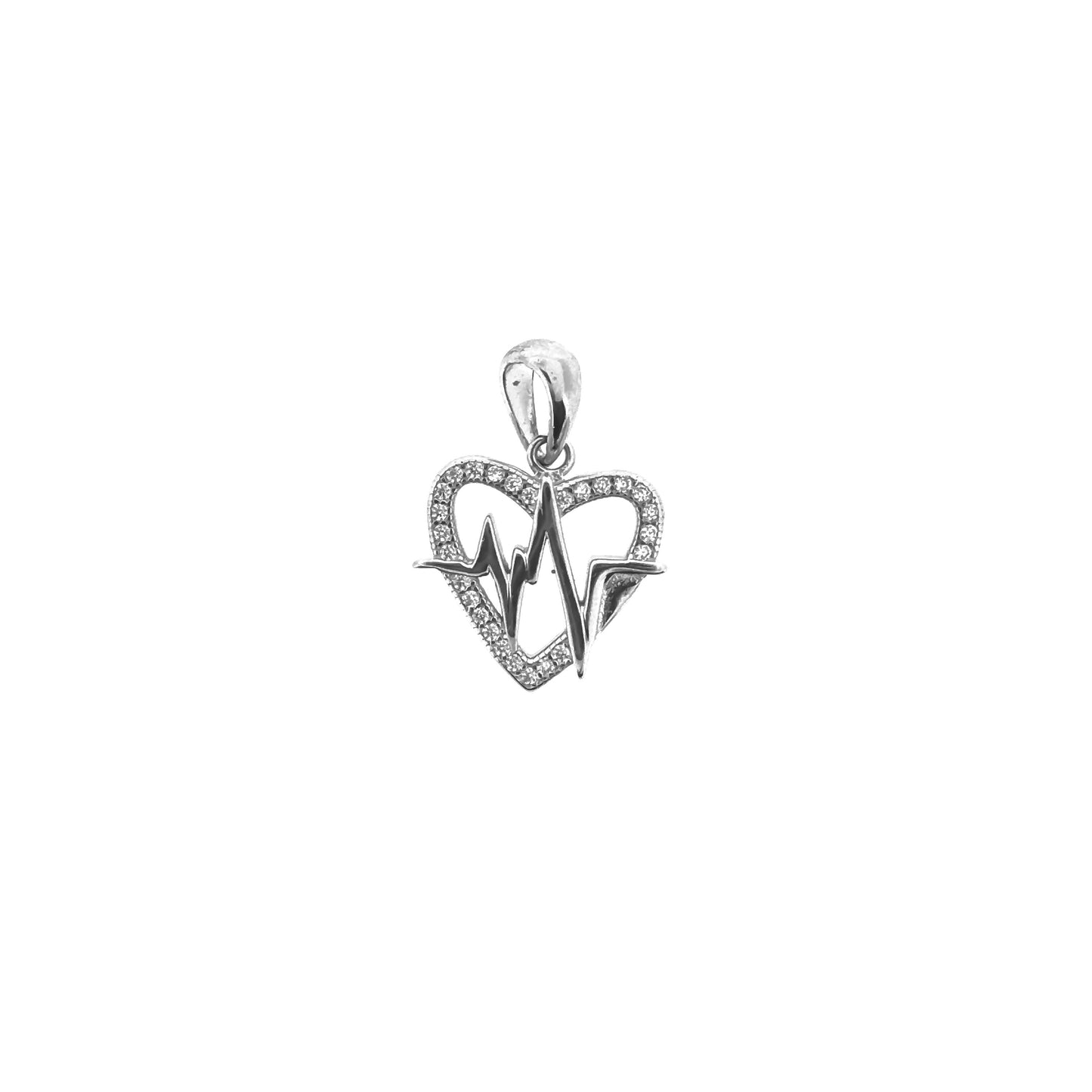 Sterling Silver Heart Pavé Pendant