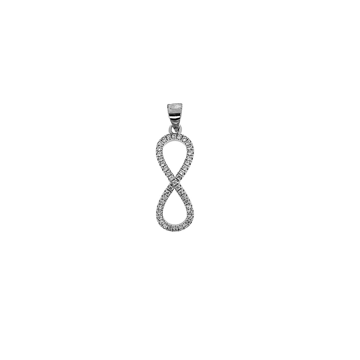 Medium Sterling Silver Vertical Pavé Infinity Pendant