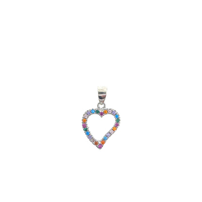 Sterling Silver Colourful Pavé Heart Pendant