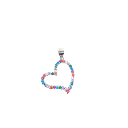 Slanted Sterling Silver Pavé Outlined Heart Set