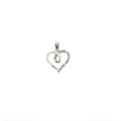 Sterling Silver Colourful Pavé Heart Necklace Set