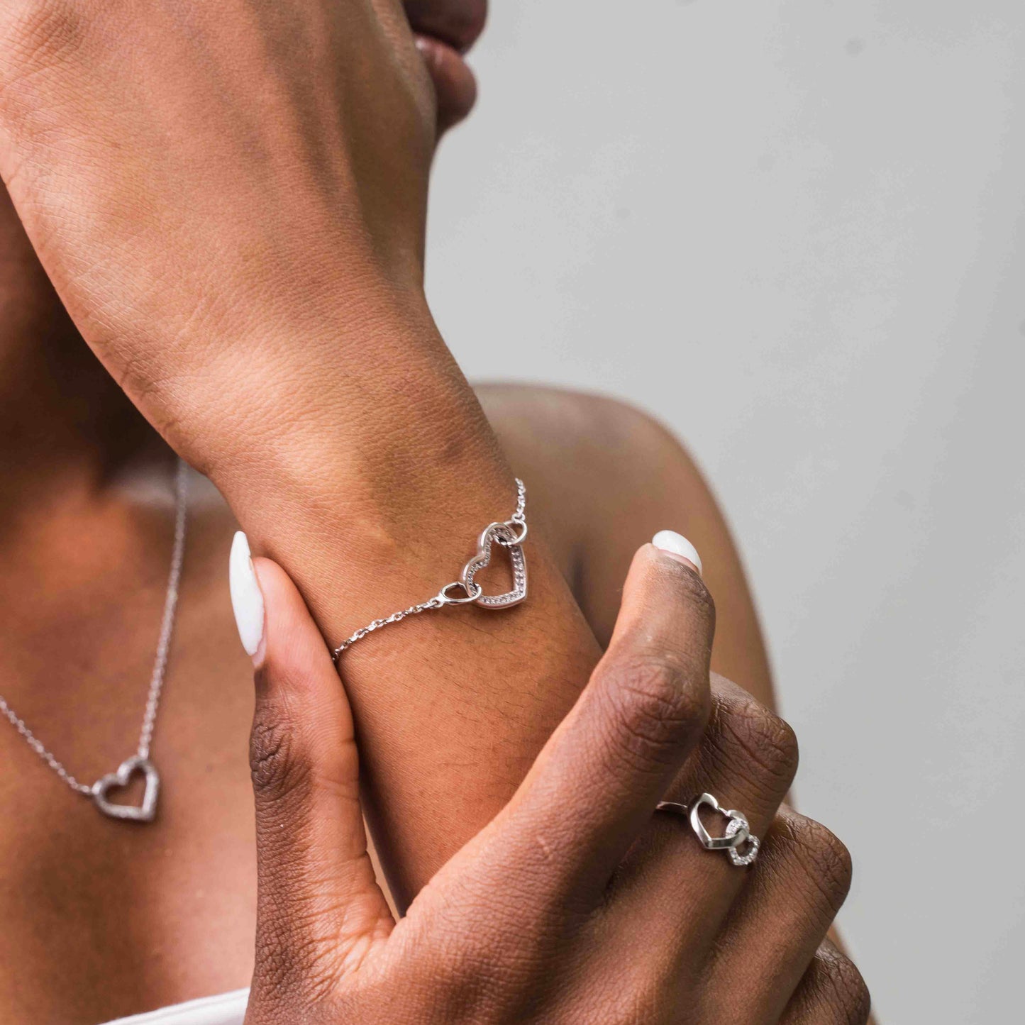 Pavé Heart Outline Necklace Set