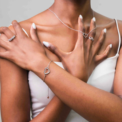 Pavé Heart Outline Necklace Set