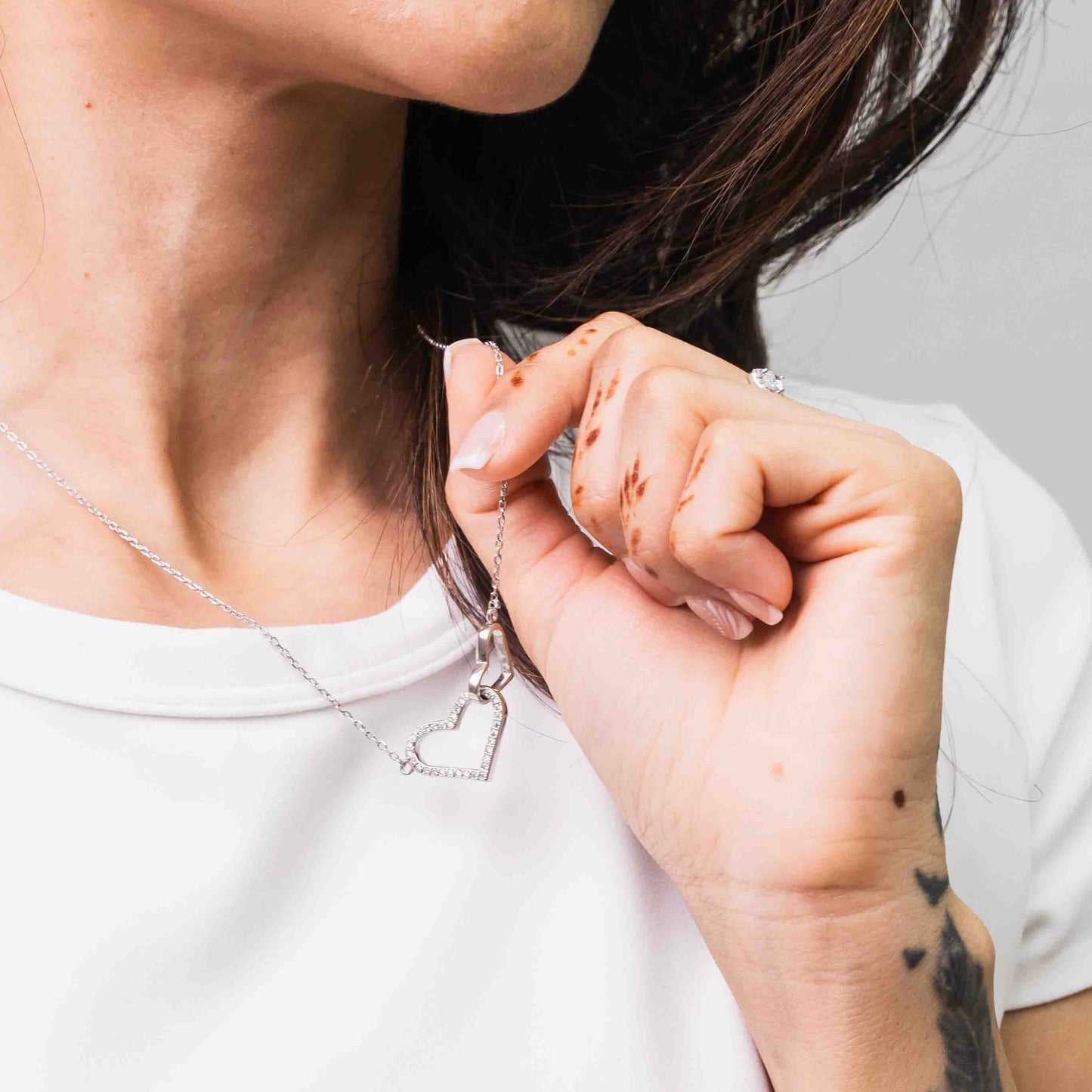 Pavé Heart Outline Unity Necklace Set