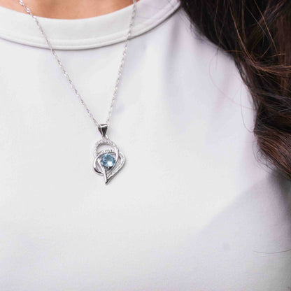 Sterling Silver Blue "I Love You To The Moon & Back" Heart Pendant