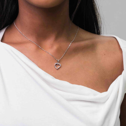 Sterling Silver Colourful Pavé Heart Necklace Set