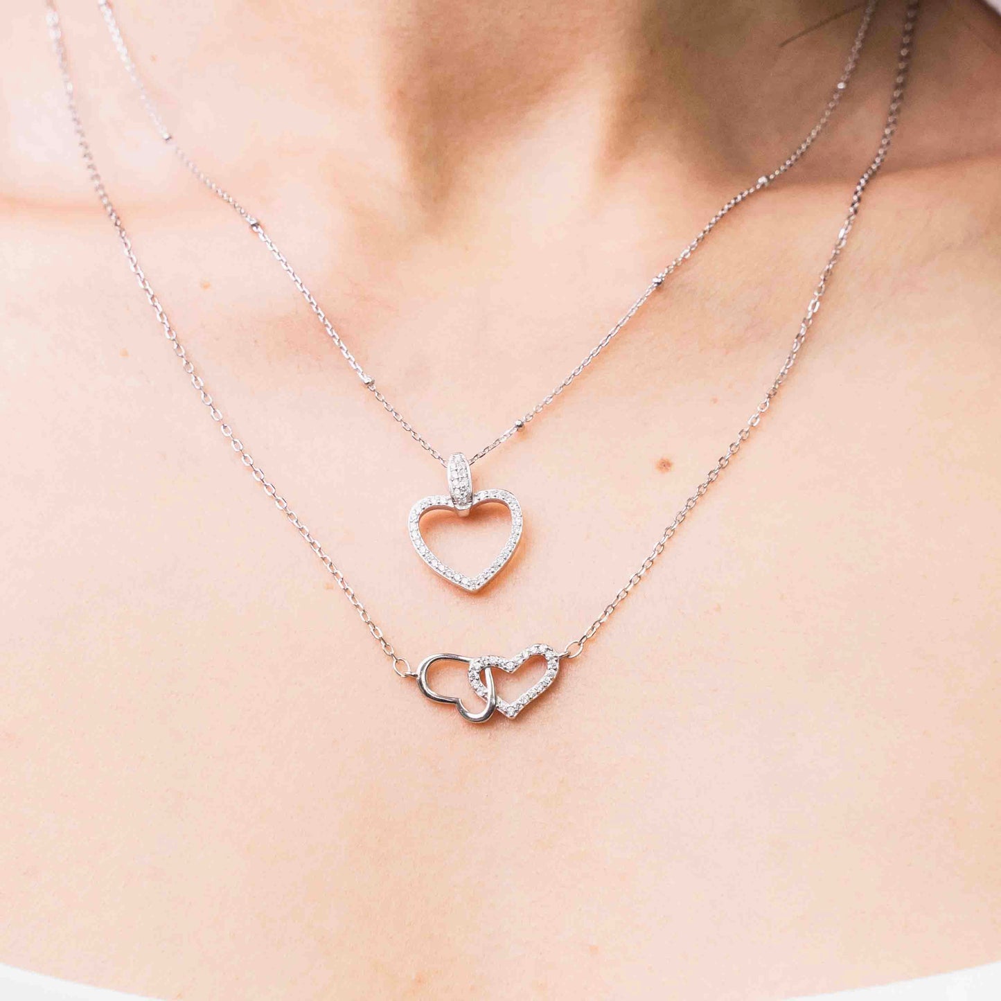 Pavé Heart Outline Unity Necklace Set