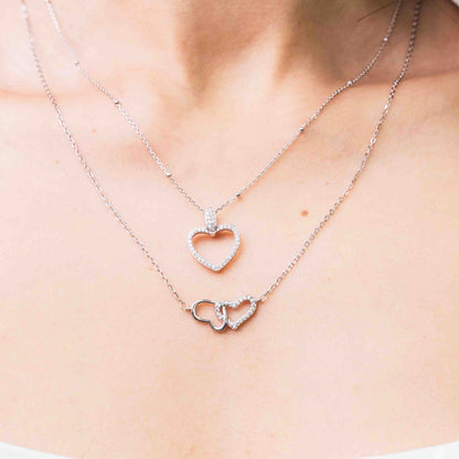 Pavé Heart Outline Unity Necklace Set
