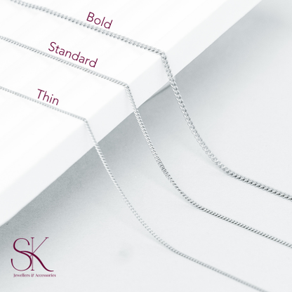 Curbs 925 Sterling Silver Rhodium Plated