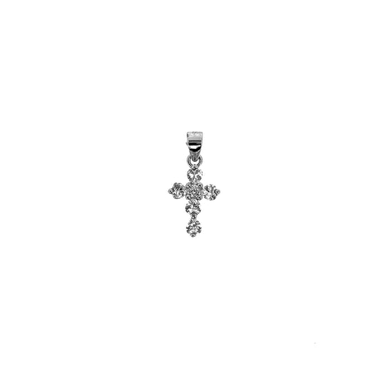 Silver Heart Shaped Cubic Zirconia Cross Pendant