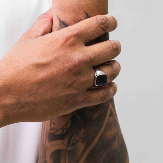 Sterling Silver Black Onyx Signet Ring